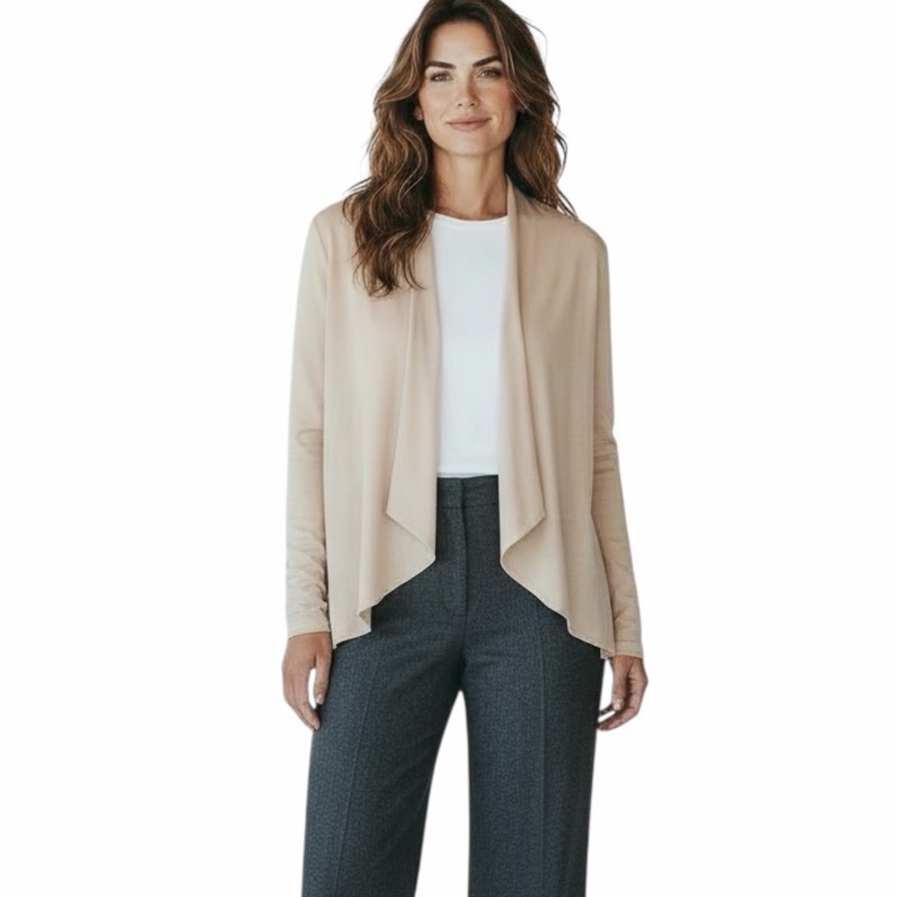 NWT Of Mercer Open Front Waterfall Drape Cardigan Beige size S Minimalist Chic
